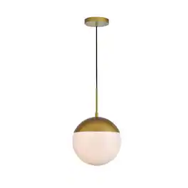 Living District - Eclipse 1 Light Brass Pendant With Frosted White Glass - Brass And Frosted White