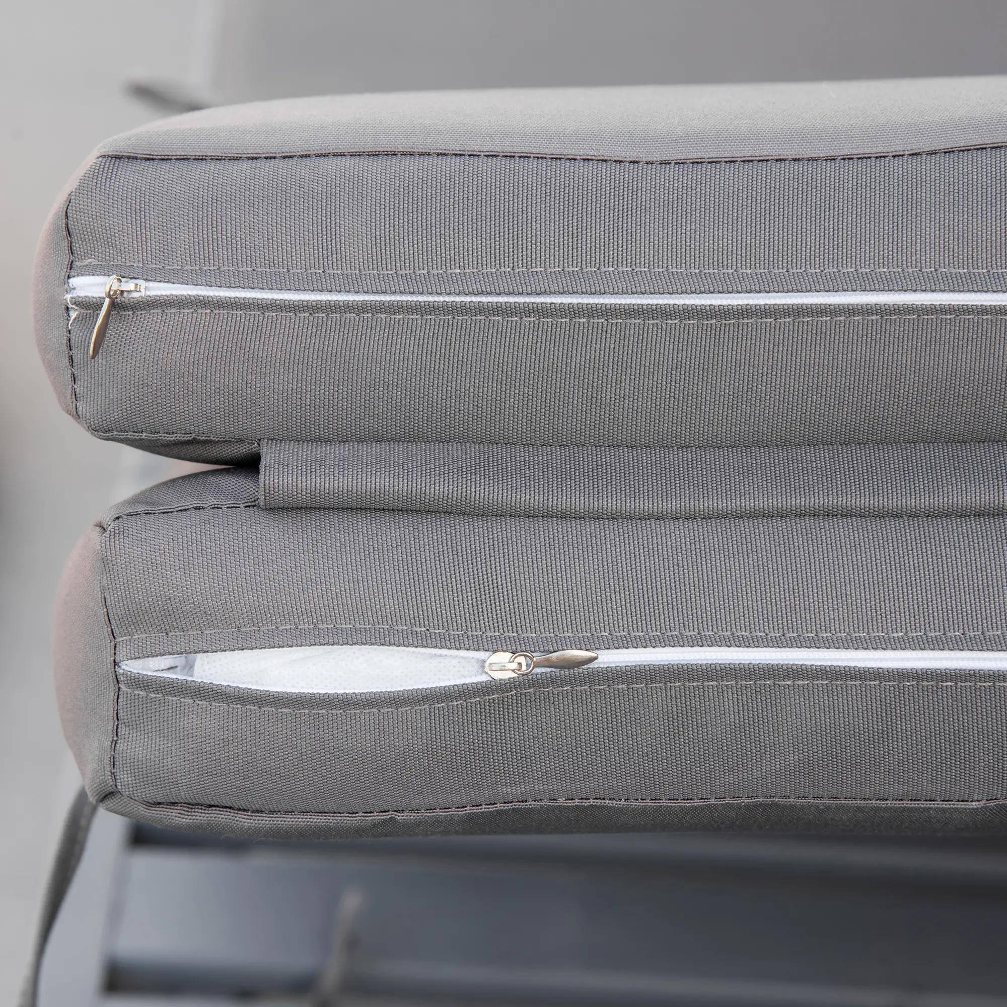 Back. Resenkos - Resenkos Adjustable Chaise Lounge Chair - 4-Way Backrest Cushion, Reclining Beach Chair for Deck, Gray - Gray.