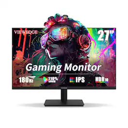 Viewedge - 27" Gaming Monitor, 180Hz (144Hz/165Hz Supported), 1ms IPS FHD, 110% sRGB, HDMI & DP, Built-in Speakers - Black