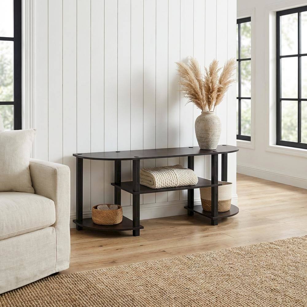 Alt View 1. FurniFact - Wide TV Entertainment Center in Espresso/Black, Durable Composite Wood - White.
