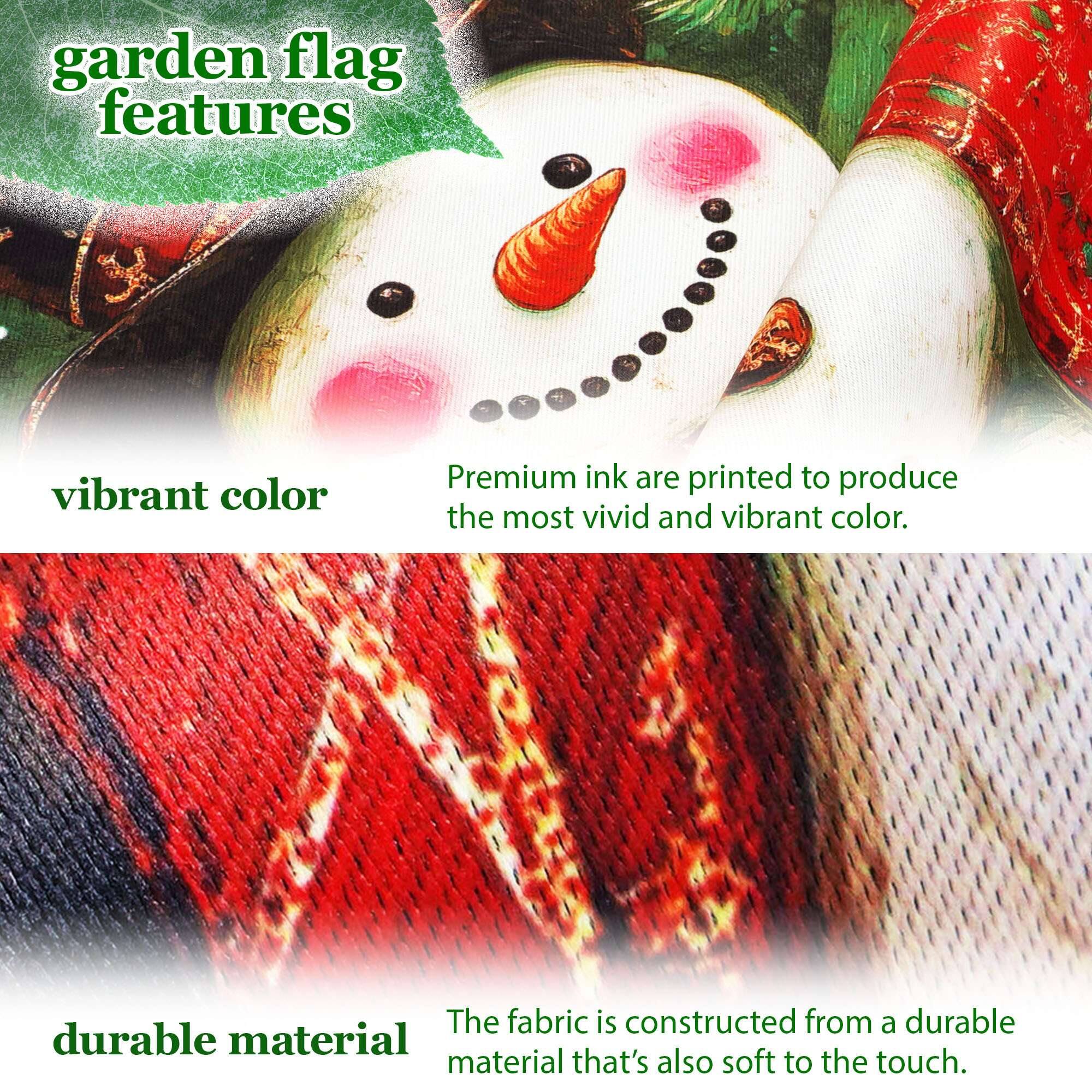 garden flag features

vibrant color
Premium ink are printed to produce the most vivid and vibrant color.

durable material
The fabric is constructed from a durable material that's also soft to the touch.