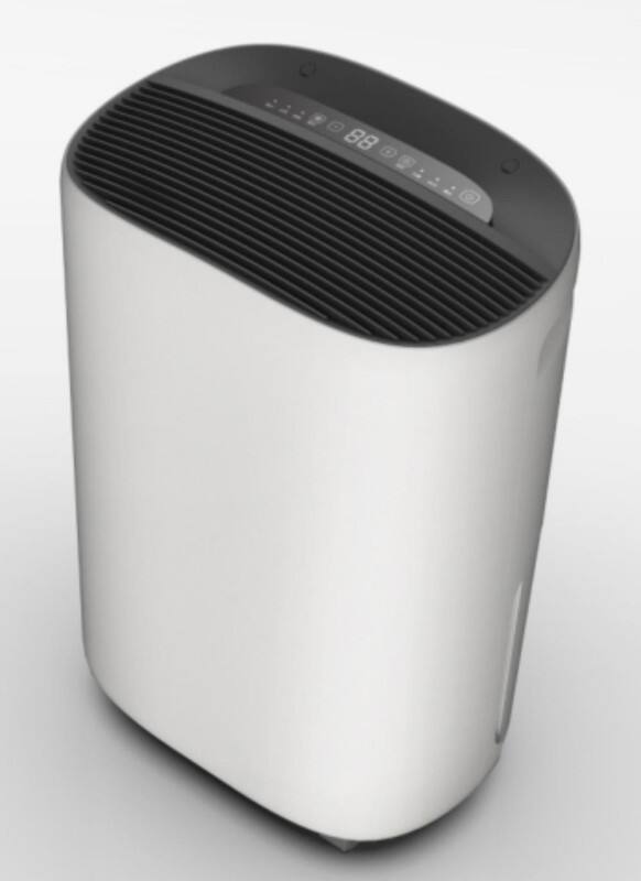 Angle. Edendirect - 45 pt. 4,000 sq. ft. Dehumidifier in. White with Drain Hose, 1 Gal. Bucket, 45dB Quiet for Bedroom, Auto Defrost, Timer.