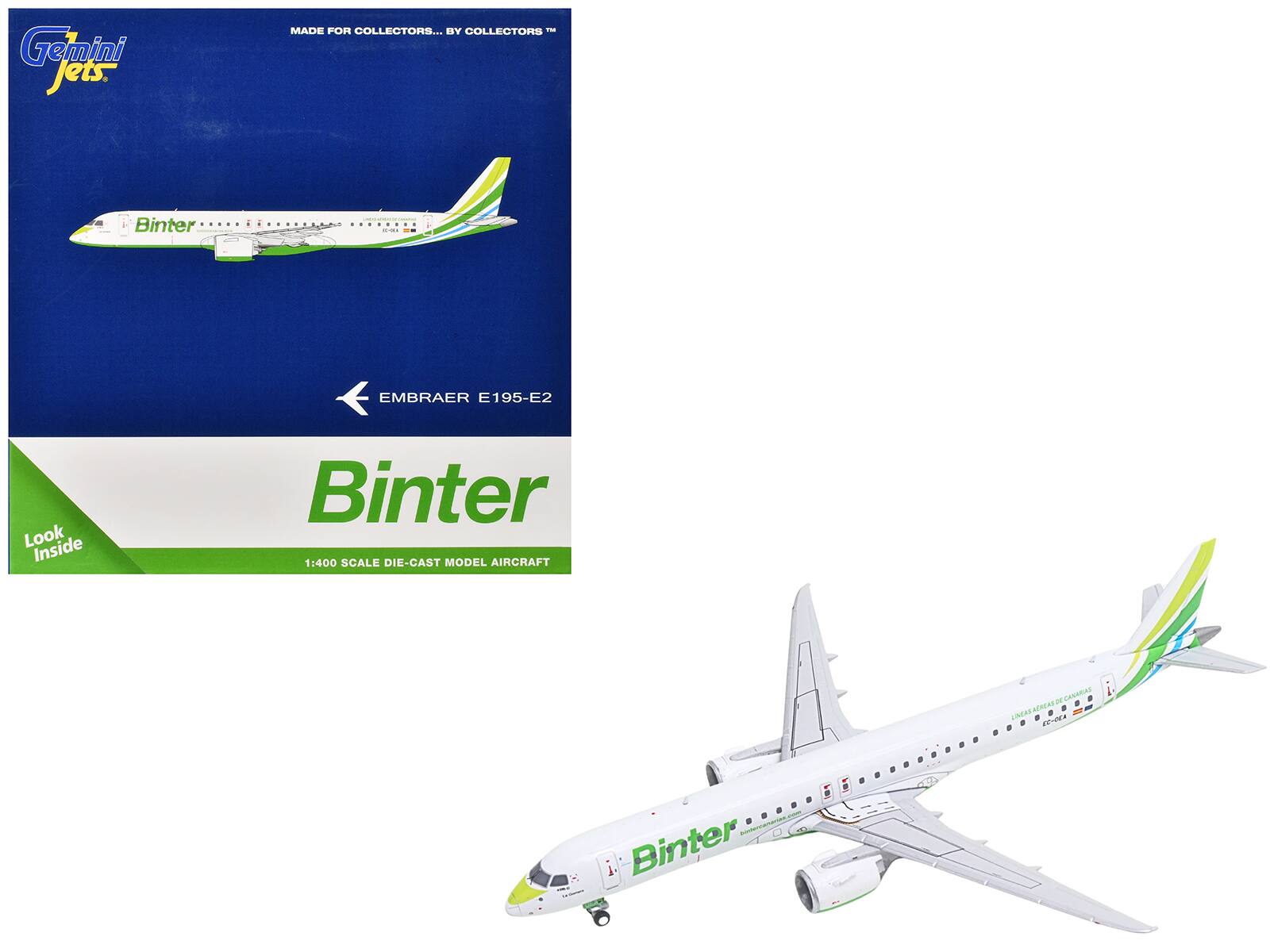 Gemini Jets  
MADE FOR COLLECTORS... BY COLLECTORS™  

Binter  
EMBRAER E195-E2  

1:400 SCALE DIE-CAST MODEL AIRCRAFT  

Look Inside