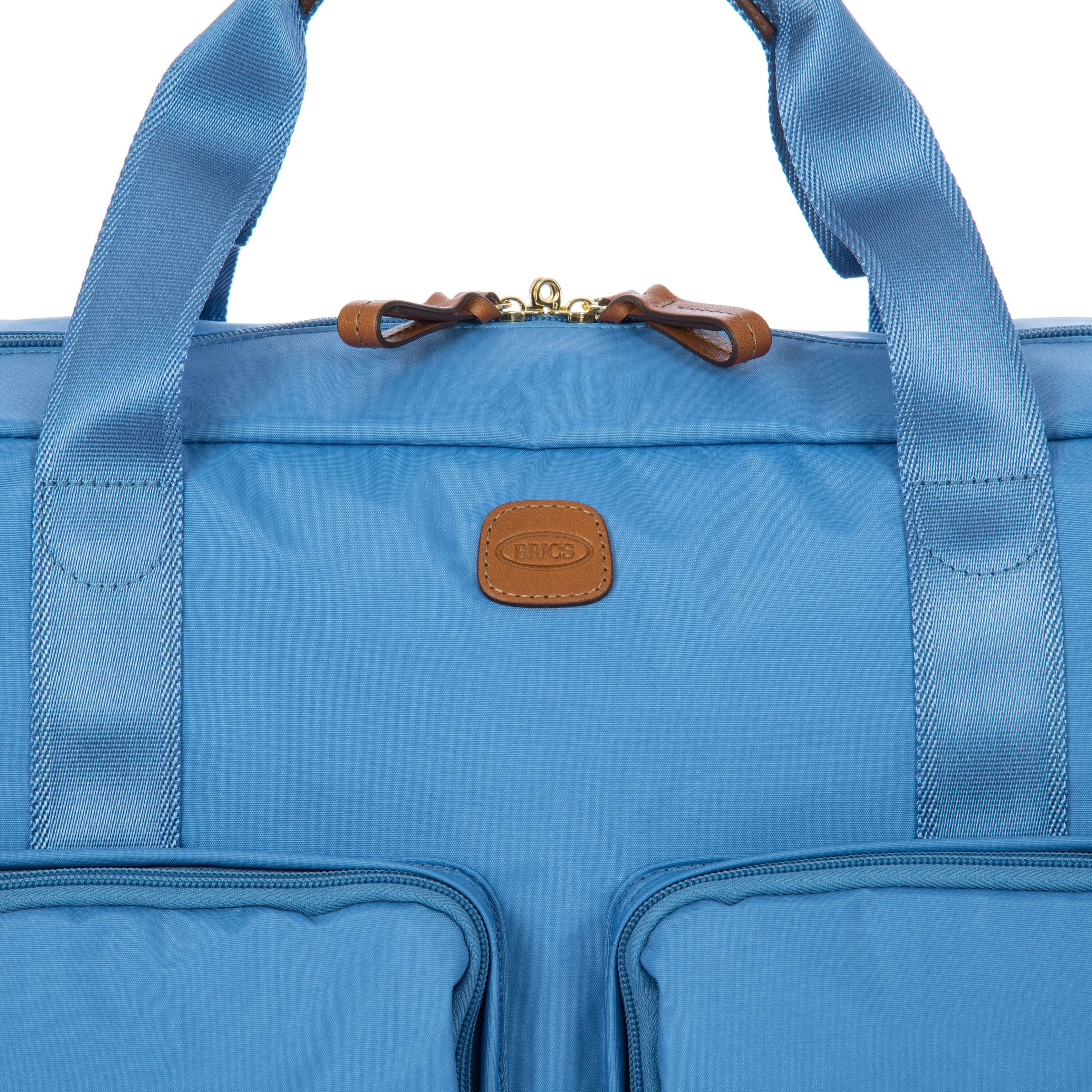 Front. Bric's - Bric's X-Bag Carry On Boarding Duffle Bags W/ Pockets Cobalt, 18" - Cobalt.