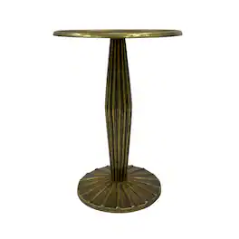 Manhattan Lane - 12 Inch Side End Drink Table, Fancy Fluted Base, Round Top - Brass