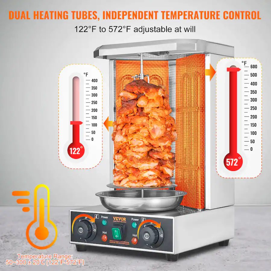 Showerma Machine VEVOR Shawarma Grill Machine, 13lbs Capacity, Chicken Shawarma Cooker ...