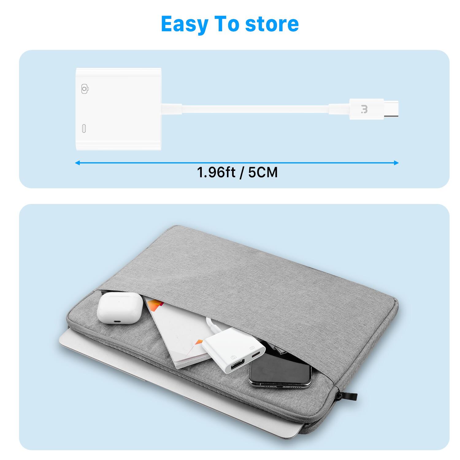 Easy To store
1.96ft / 5CM