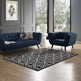 Modway - Frame Transitional Moroccan Trellis Area Rug - Black and White