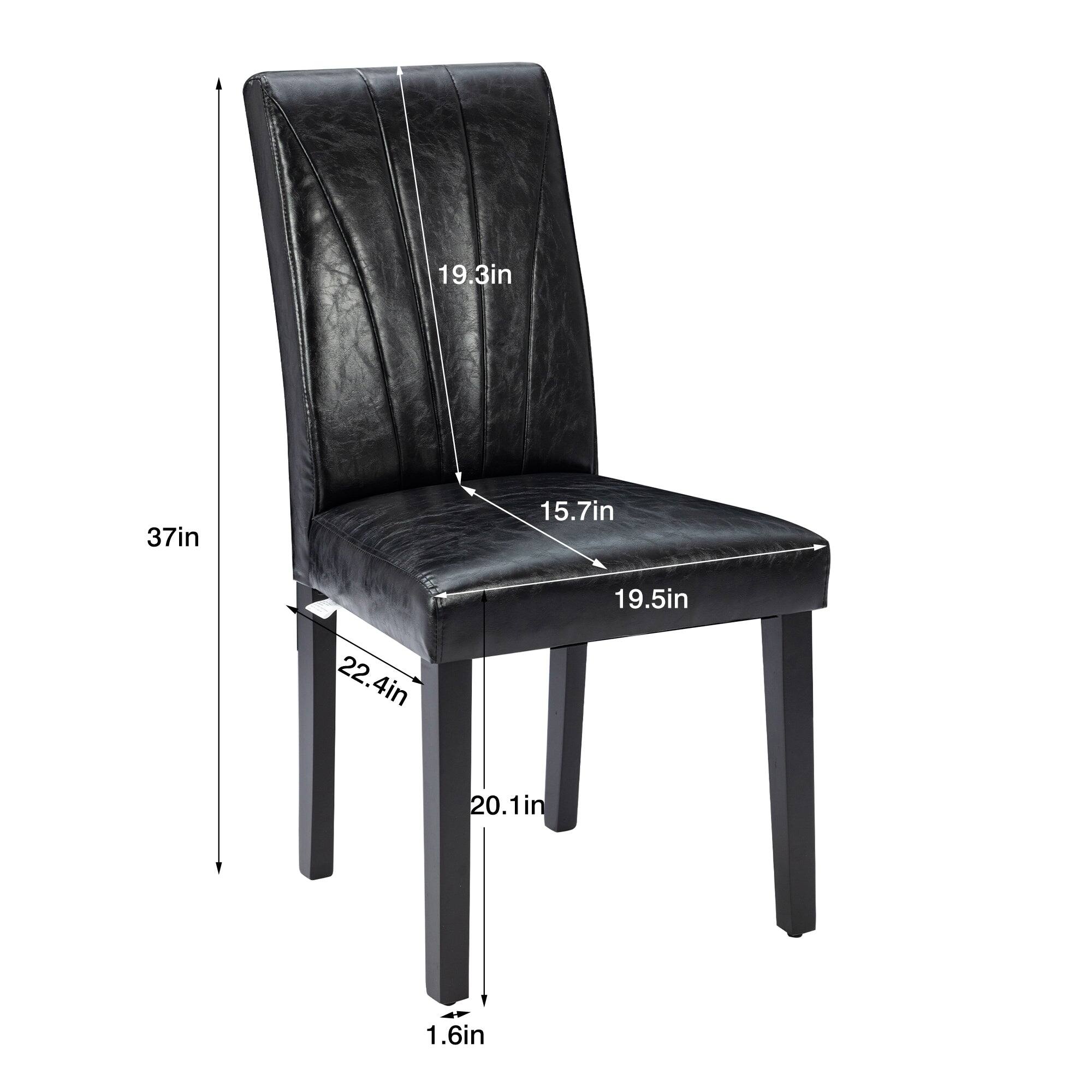 - Height: 37in
- Back Height: 19.3in
- Seat Height: 15.7in
- Seat Depth: 19.5in
- Width: 22.4in
- Depth: 20.1in
- Leg Width: 1.6in