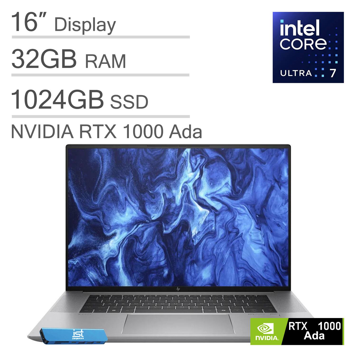 16" Display  
32GB RAM  
1024GB SSD  
NVIDIA RTX 1000 Ada  
Intel Core Ultra 7