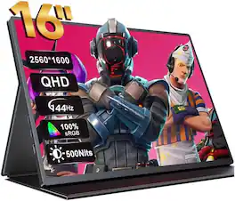 UPERFECT - 16" 2K 144Hz Portable Gaming Monitor - QHD IPS HDR, FreeSync, USB-C & HDMI - Black