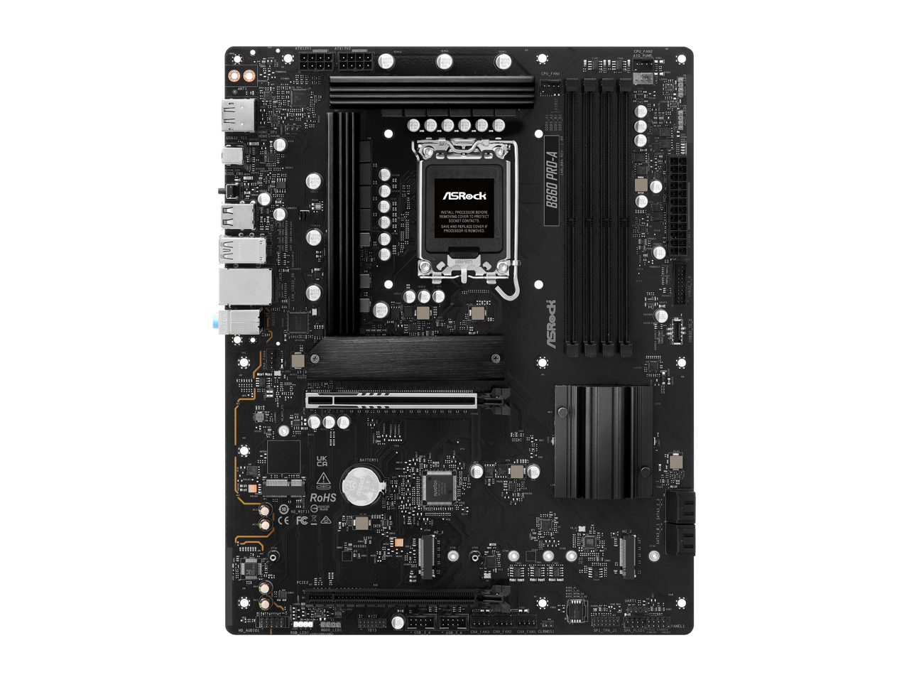 - iA UnU 1 3 " " ASRock - | - - I HE - CONNTS -. - H - -  PRO-A B860 I + ASRock R .. UK CA . CE RoHS 101011  PIEA C