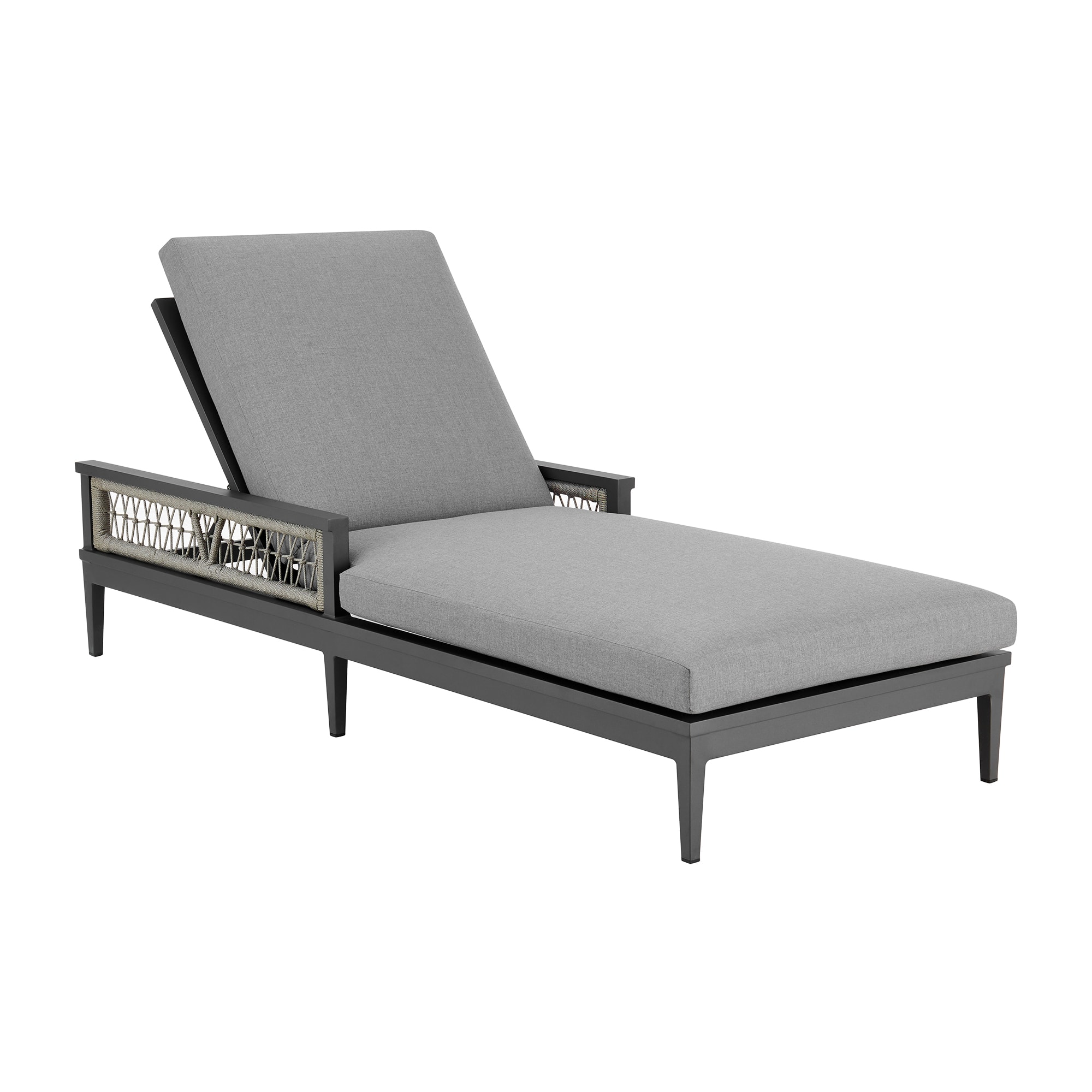 Armen Living - Zella Outdoor Patio Chaise Lounge Chair in Aluminum with Gray Rope and Cushions - Earl Gray price history on PriceWatchPro
