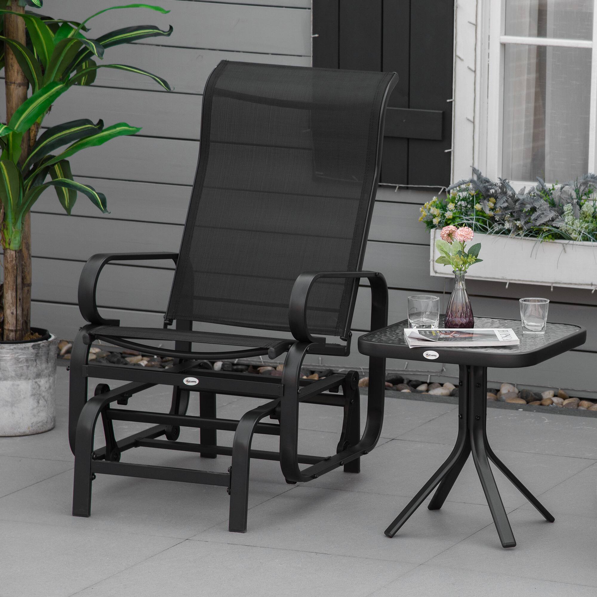 Alt View 1. Outsunny - Gliding Lounger Chair - Black.