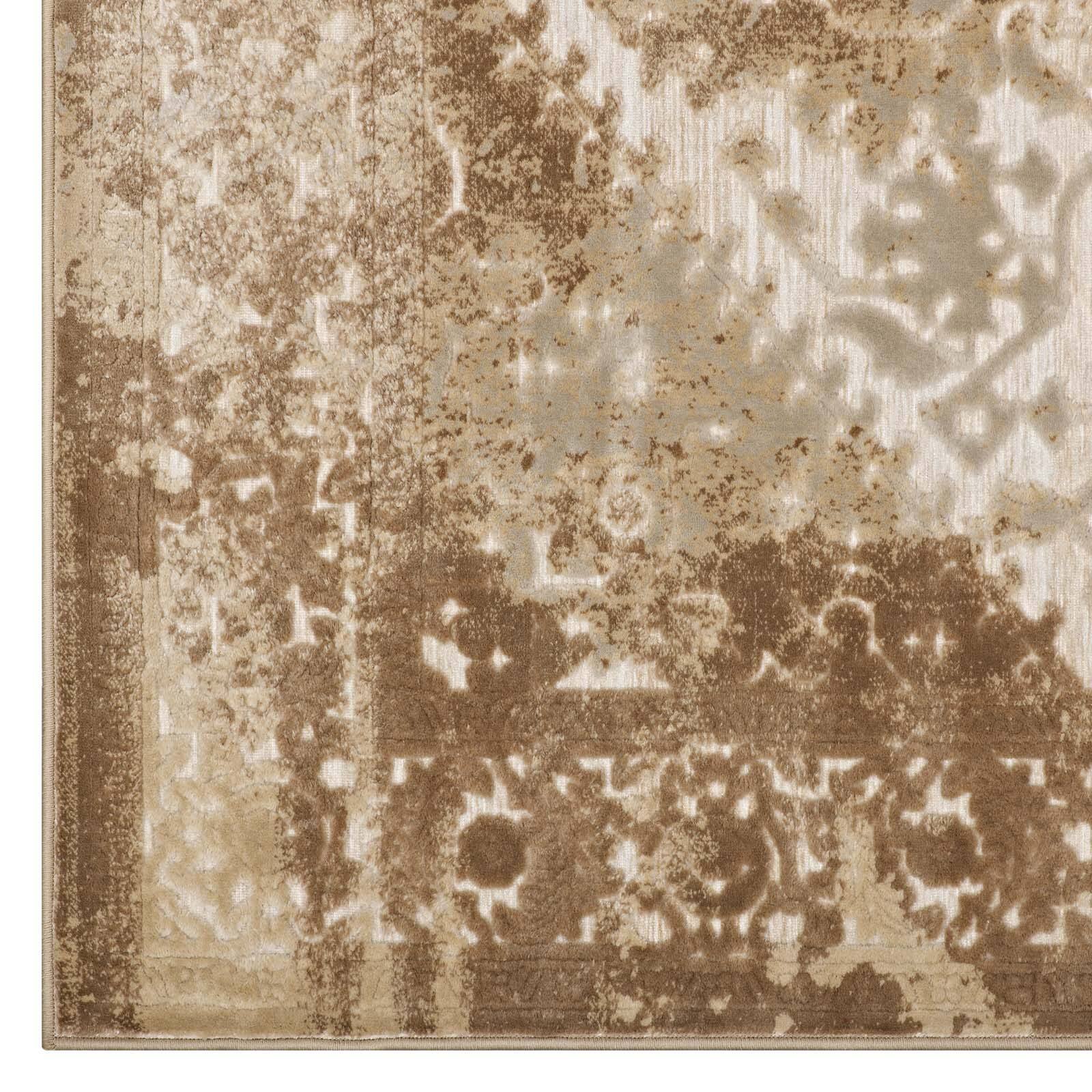 Alt View 1. Modway - Rosina Distressed Vintage Medallion Area Rug - Tan and Cream.
