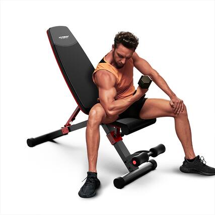 Front. HARISON - HARISON Foldable Adjustable Weight Bench for Home Gym, Workout Bench Press with Leg extension(BB608) - black.