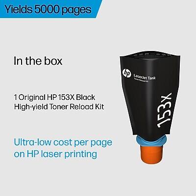 Yields 5000 pages

In the box
1 Original HP 153X Black High-yield Toner Reload Kit

Ultra-low cost per page on HP laser printing