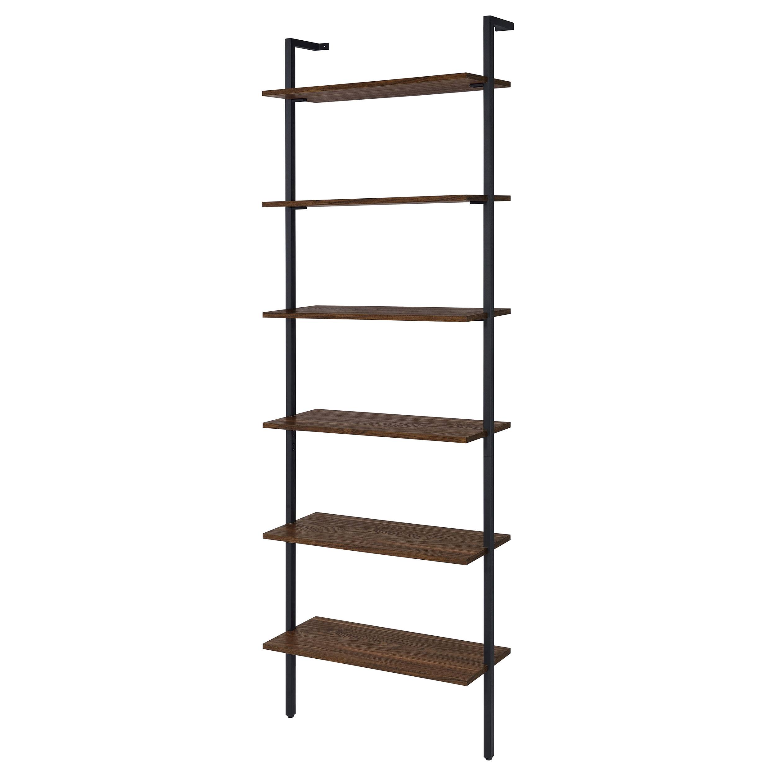 Left. TinyHomie - Christy Walnut Owens 96-inch 6-shelf Wall Bookshelf - Walnut.