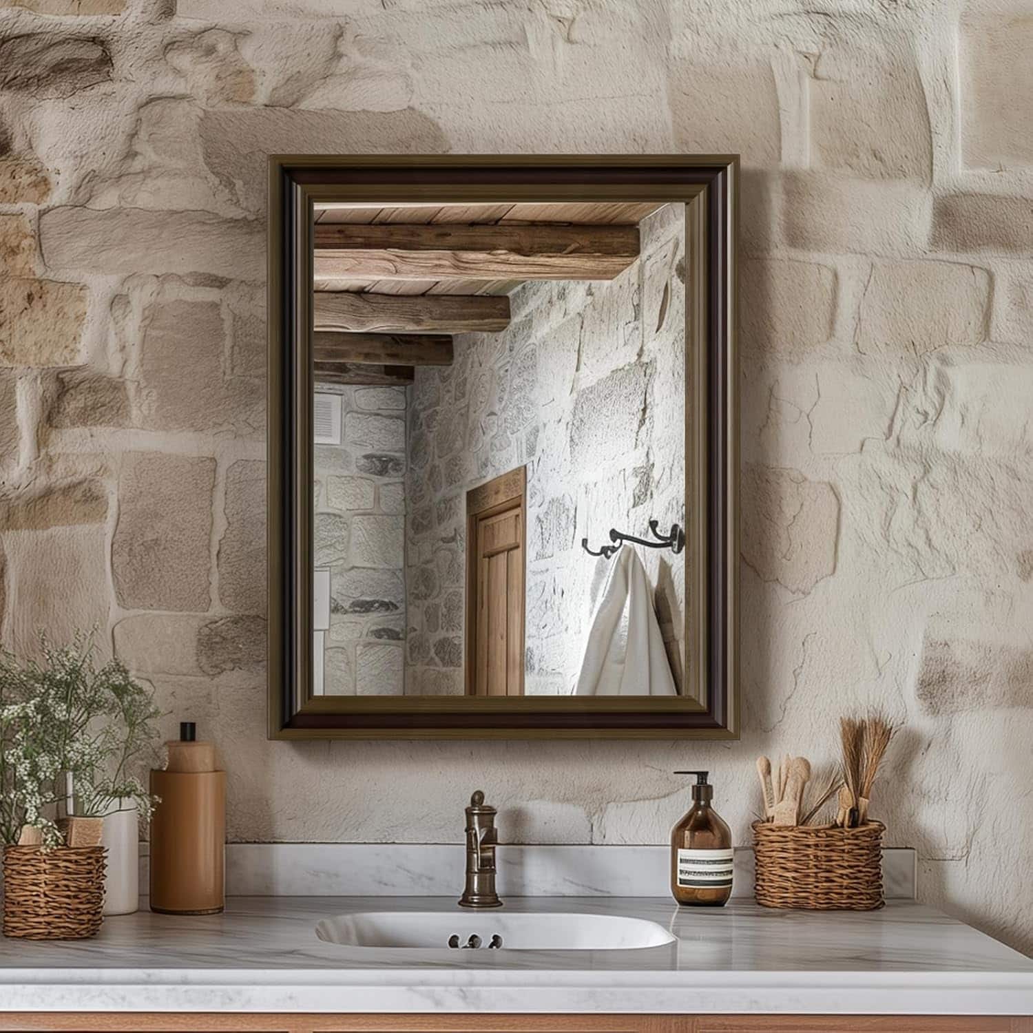 ULTRUE - UTBM0RT01CO04050 Retro Copper Effect 16x20 Framed Wall Mirror