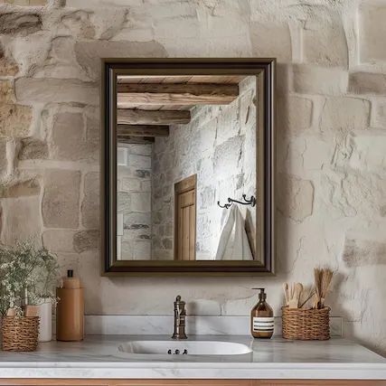 Front. ULTRUE - Ultrue UTBM0RT01CO04050 Retro Copper Effect 16x20 Framed Wall Mirror.