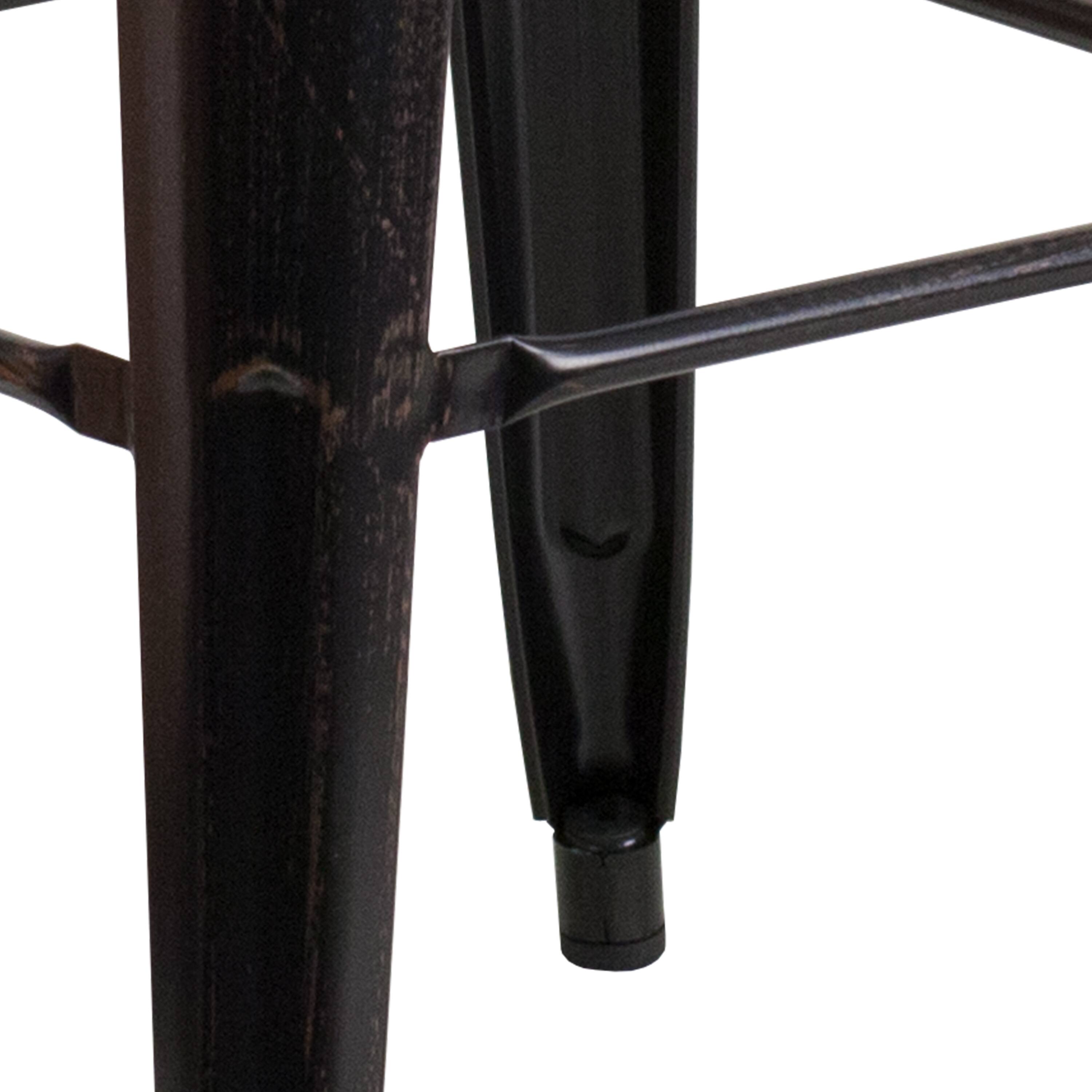 Alt View 5. Emma + Oliver - Commercial Grade 30"H Backless Metal Indoor-Outdoor Barstool with Square Seat - Black-Antique Gold.