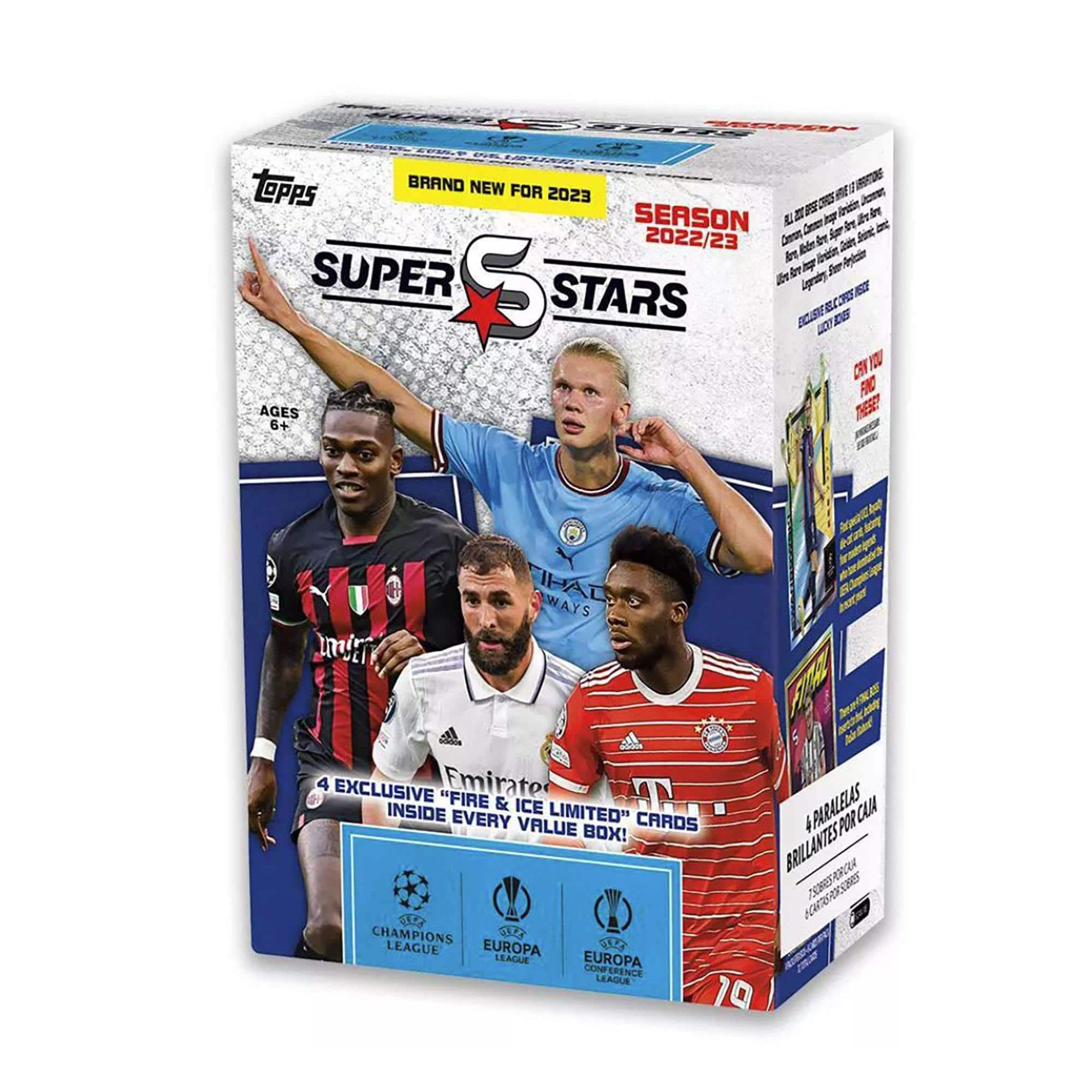 UEFA Topps 2023 Champions League Superstars Soccer Value Box | 9 Packs Per Box - Blue