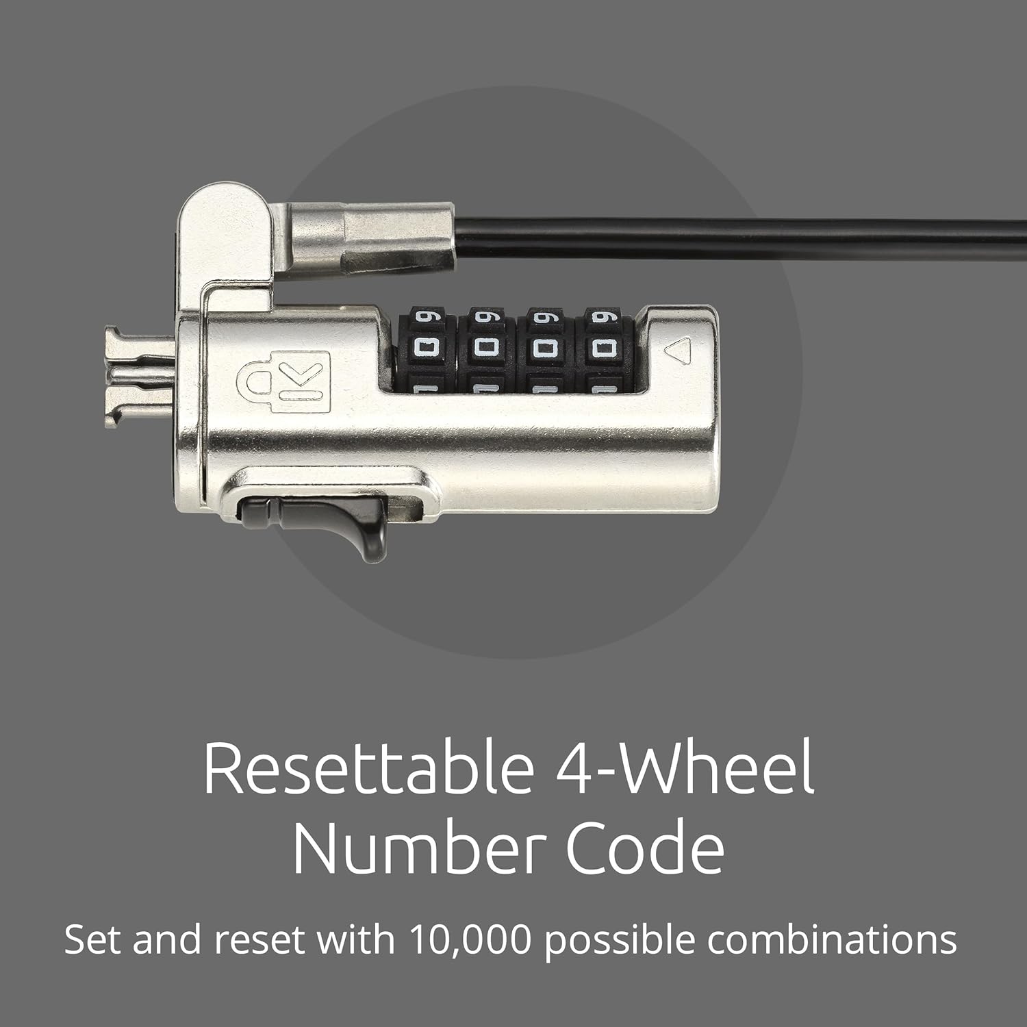 Resettable 4-Wheel Number Code  
Set and reset with 10,000 possible combinations