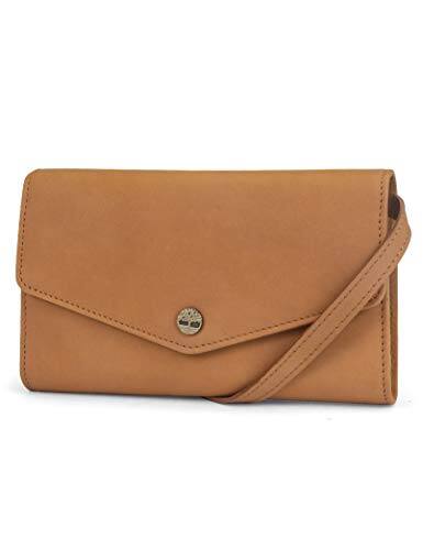 Front. ESBANY - Women's RFID Leather Crossbody Wallet Phone Bag With Detachable Crossbody Strap - Wheat (Nubuck).