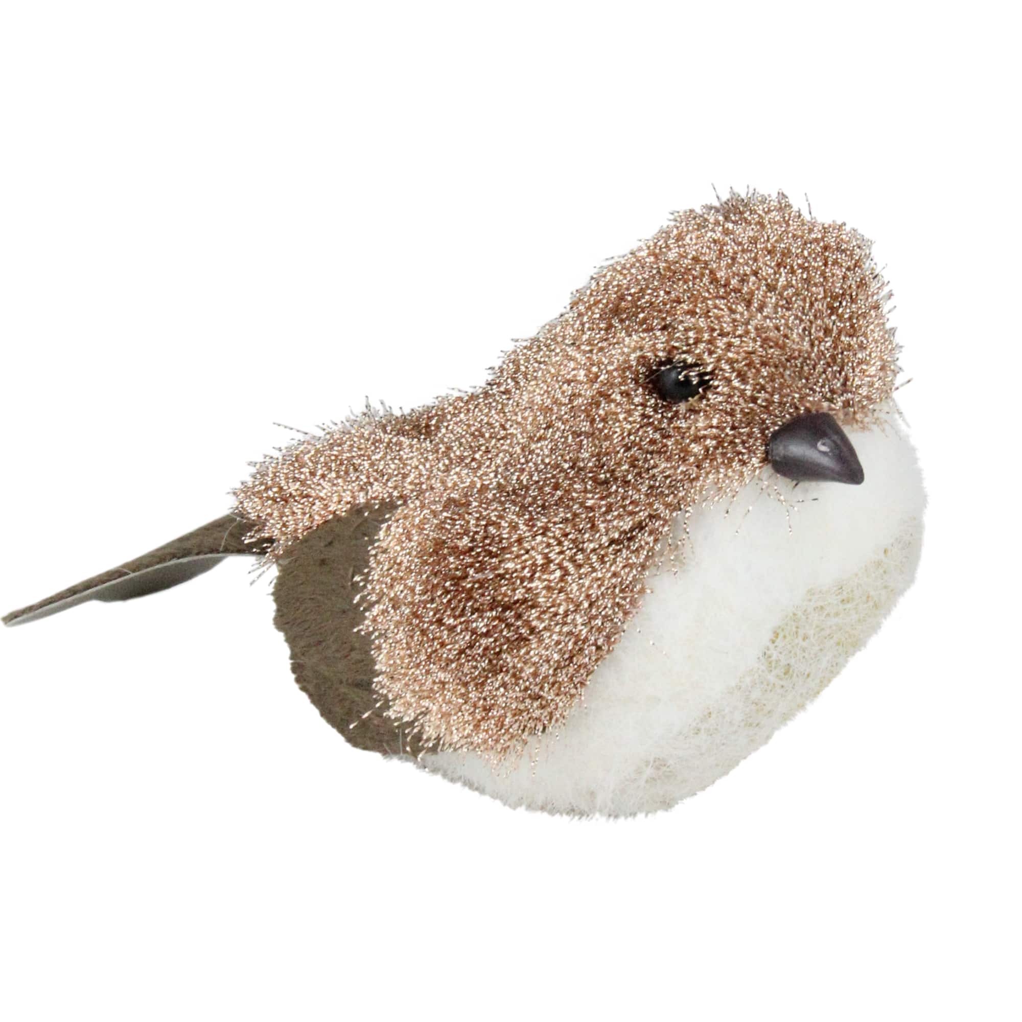 Northlight - Sparkling Bird Figure Christmas Decoration - 6.5" - and White - Brown