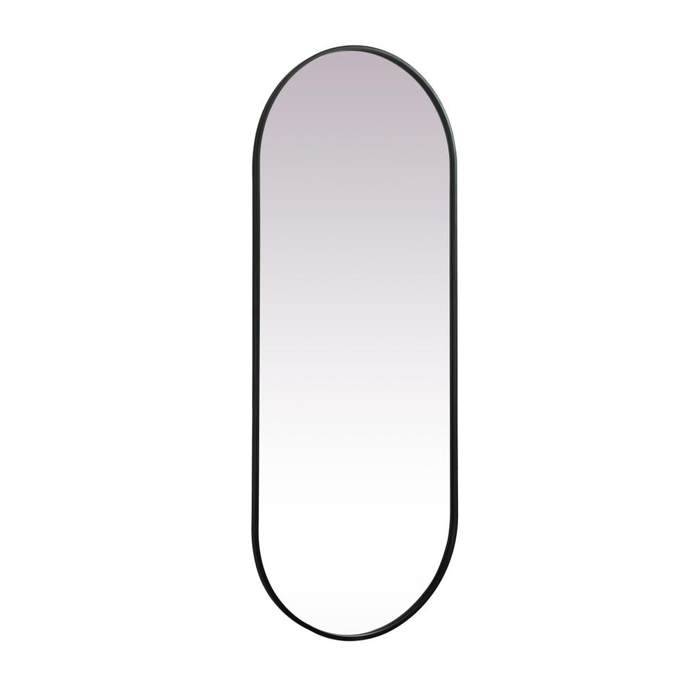 Alt View 1. Elegant Decor - Metal Frame Oval Mirror 24x60 Inch in Black - Black.