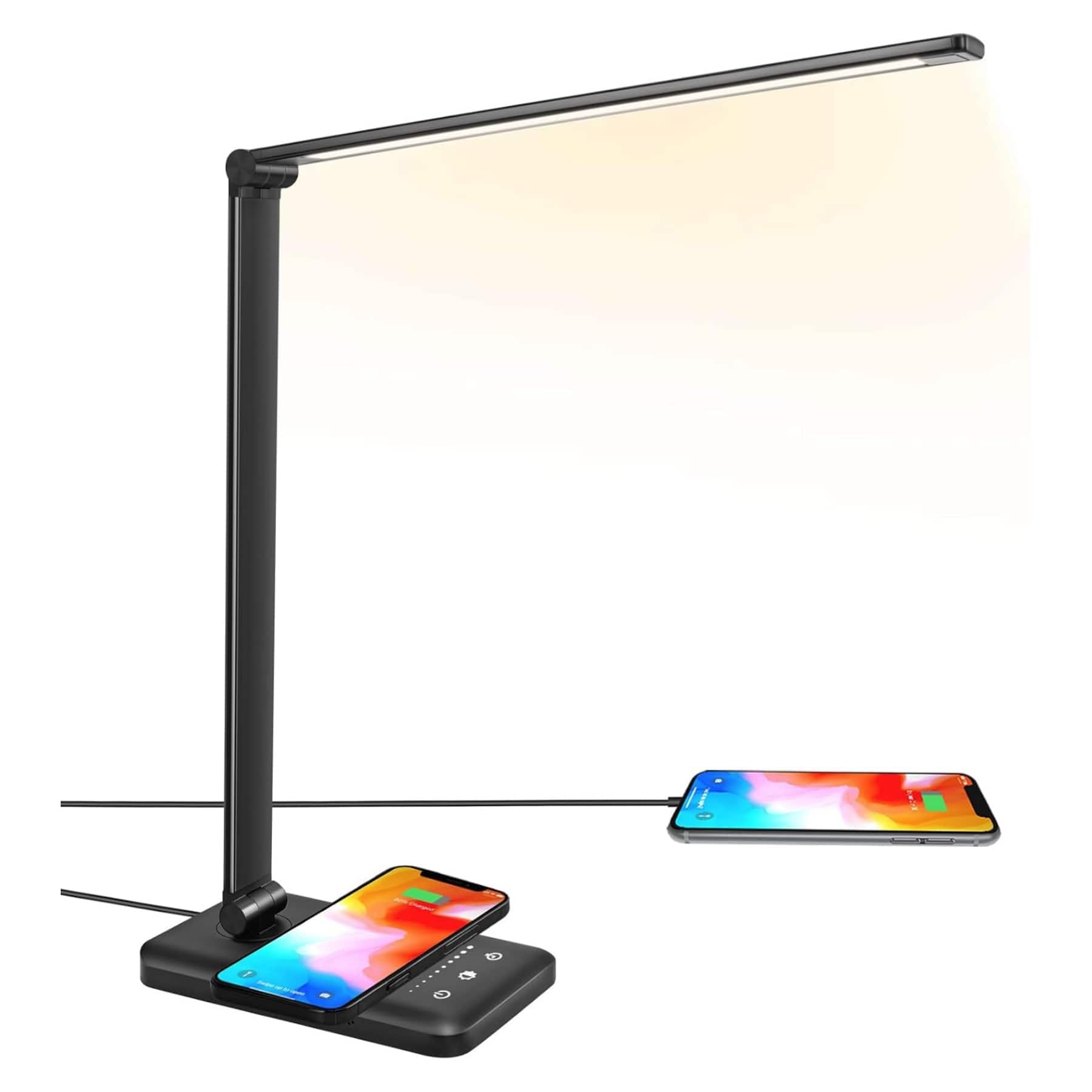 Dazzed Corner - LED Desk Lamp with Wireless Charger, Touch Control - Black