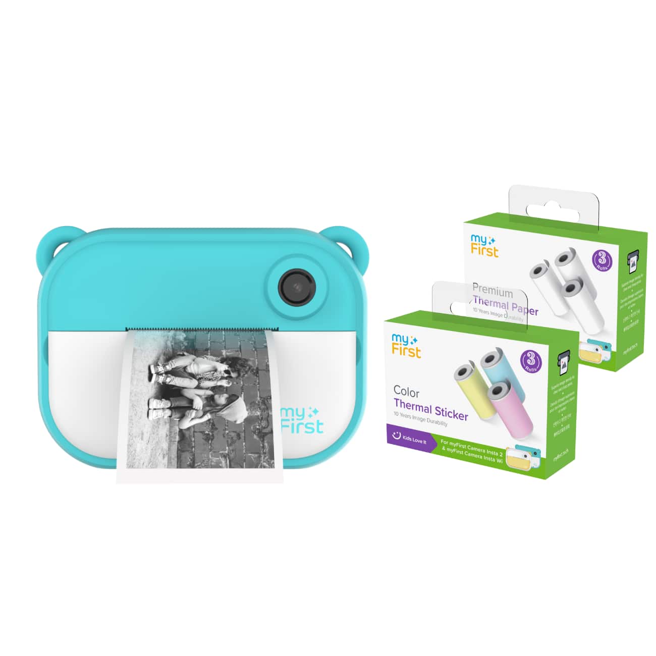 myFirst - Camera Insta 2 Bundle Set with Thermal Paper & Colored Thermal Sticker - Blue