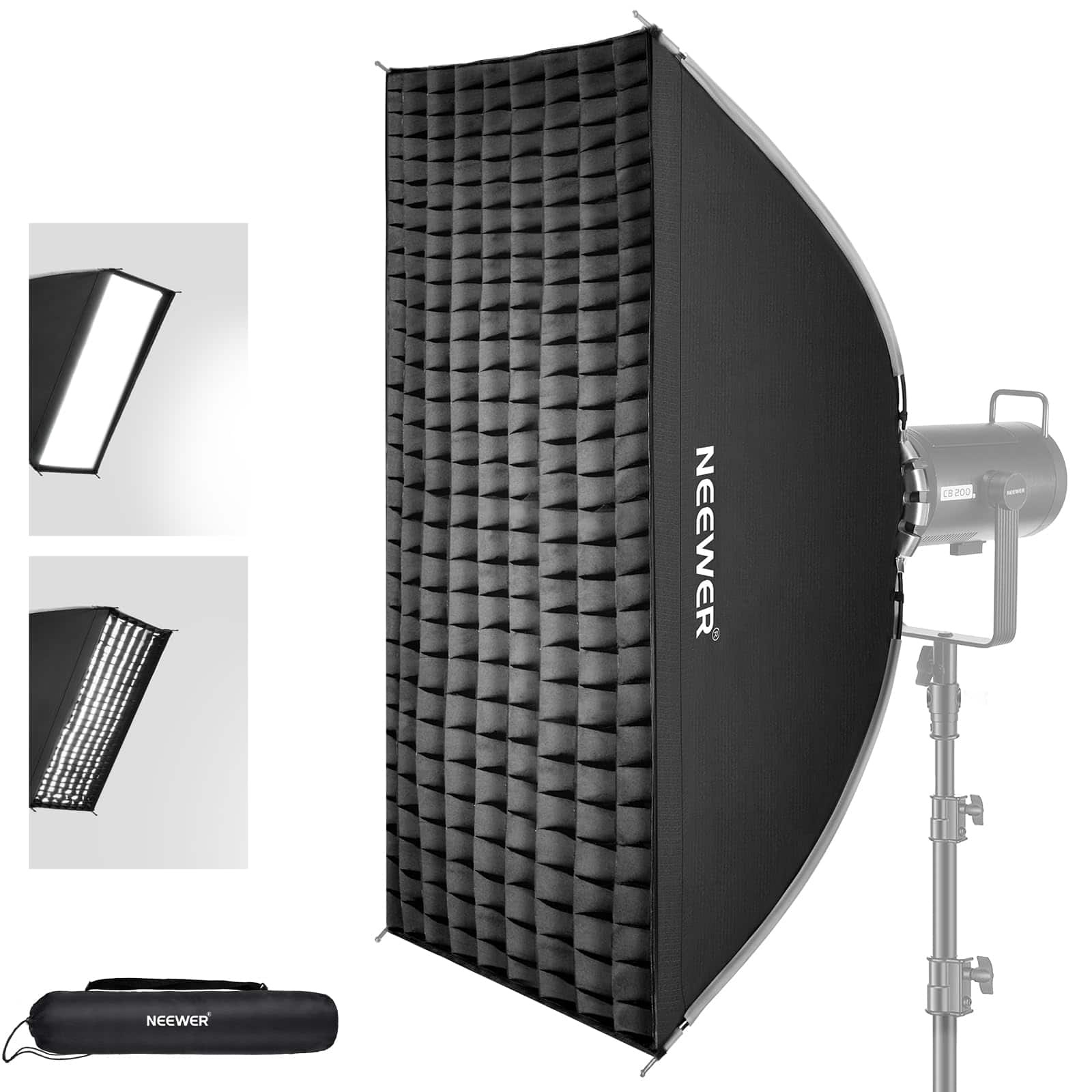 Neewer - 24"x35" Strip Softbox, Quick Setup, Bowens Mount, w/ Grid & Bag, NS16S