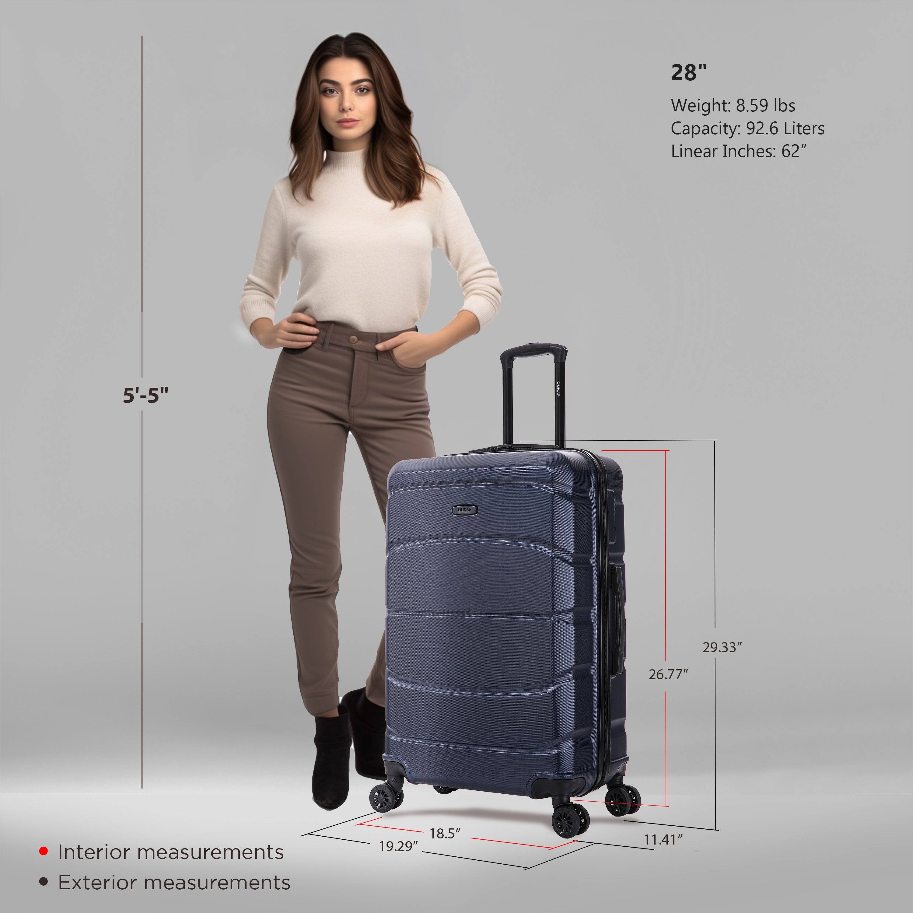- Height: 28"
- Weight: 8.59 lbs
- Capacity: 92.6 Liters
- Linear Inches: 62"

- Interior measurements:
  - 19.29" (width)
  - 18.5" (depth)
  - 11.41" (height)

- Exterior measurements:
  - 29.33" (height)
  - 26.77" (width)
  - 18.5" (depth)

- Reference height: 5'-5"