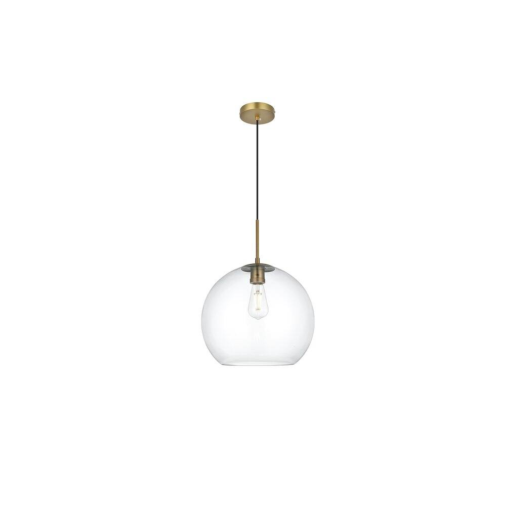 Back. Living District - Baxter 14 Inch Pendant Clear Shade in Satin Gold - Satin Gold And Clear.
