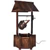 Front. Costway - Garden Rustic Wishing Well Water Fountain Wooden Outdoor Electric Backyard Pump - Brown.