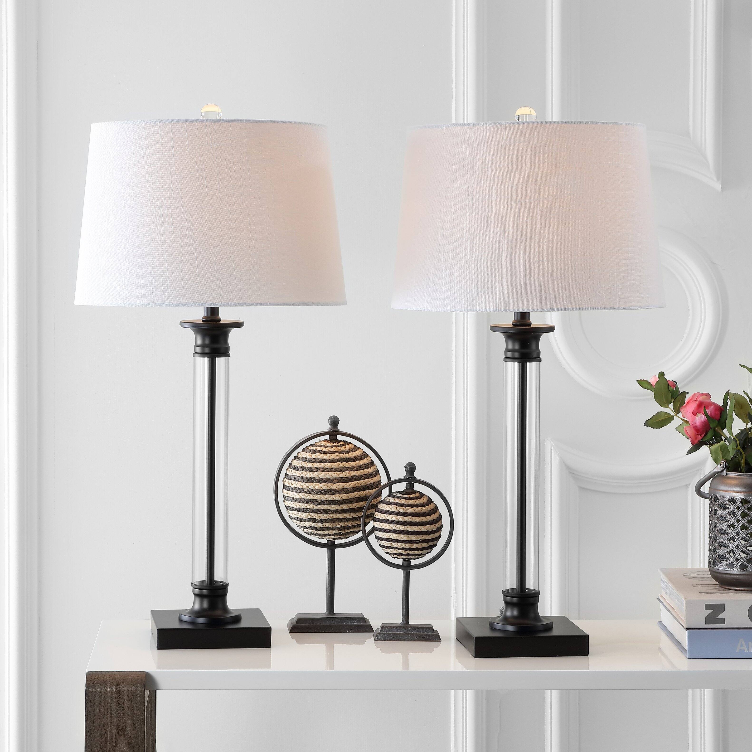 Alt View 1. Jonathan Y - Mason 30" Glass and Metal LED Table Lamp, Black/Clear (Set of 2) - Black/Clear.