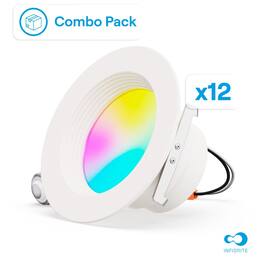 Infibrite - 4 In. WiFi Smart 9W 810LM Recessed Retrofit LED Definitive Series Downlight Kit, Alexa/Google, Wet Rated (12 Pack) - White