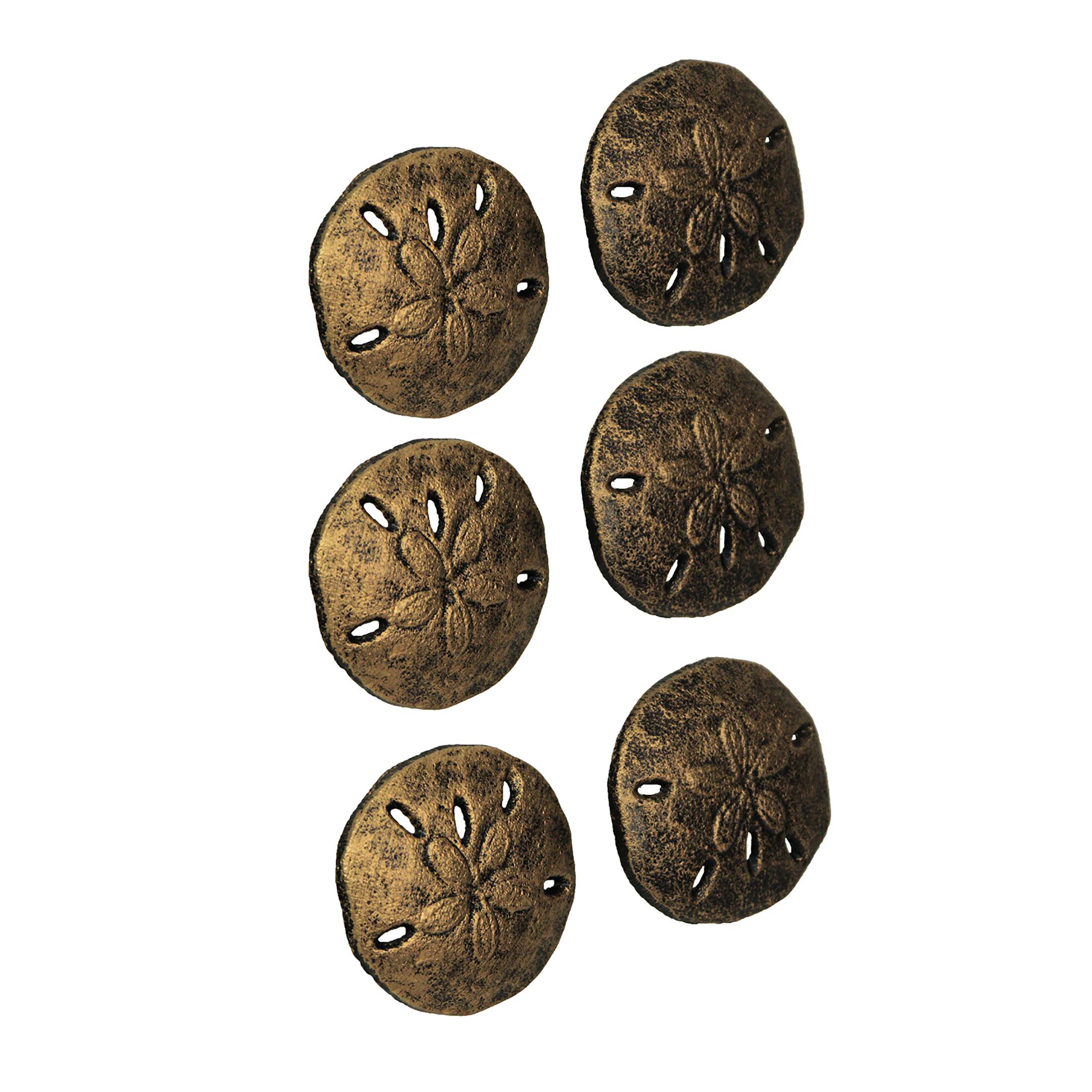 Alt View 6. Zeckos - Gold Sand Dollar Drawer Pulls - 6-Piece Coastal Cabinet Knobs - Gold.