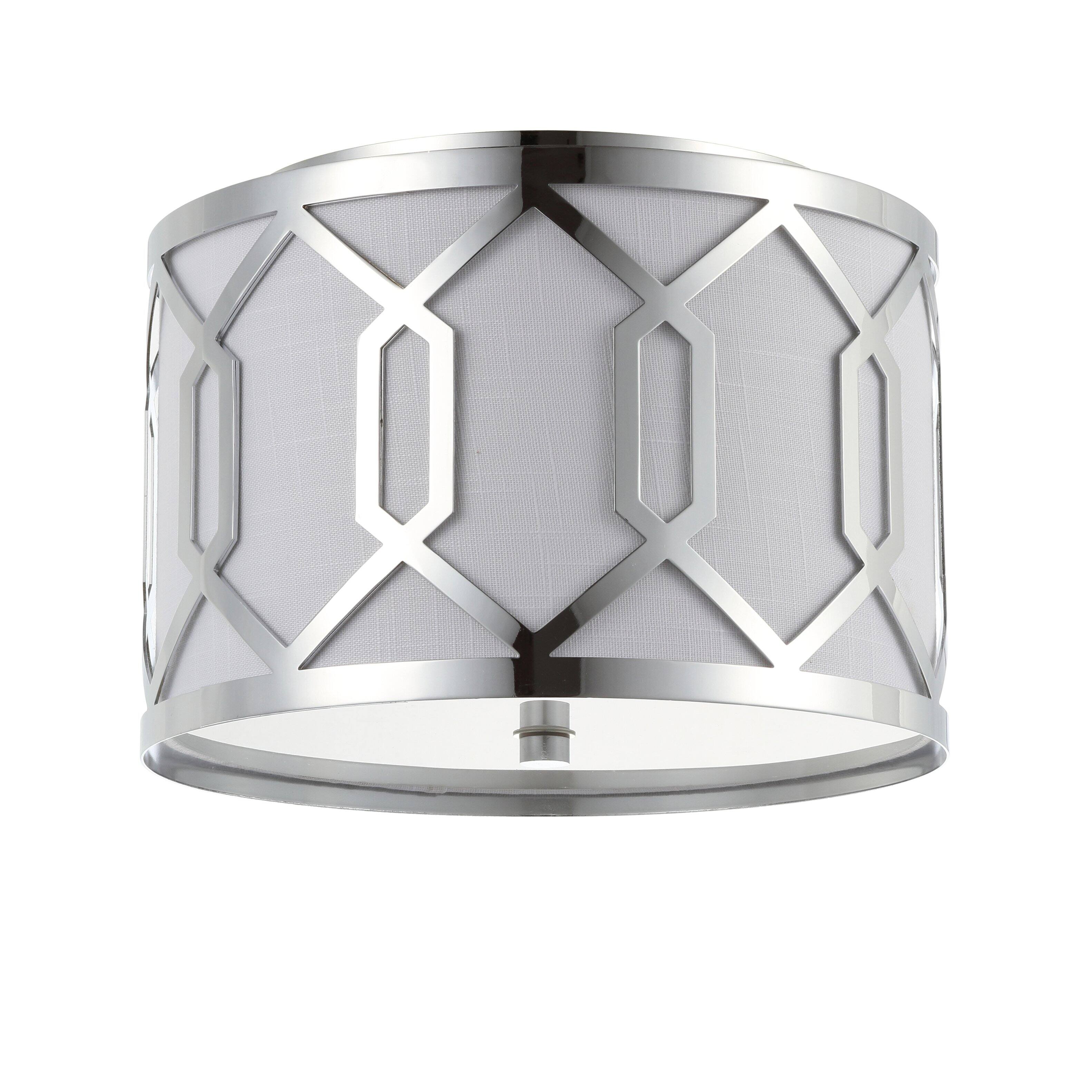 Alt View 7. Jonathan Y - Hex 2-Light 12.5" Metal LED Flush Mount, Chrome - Chrome.