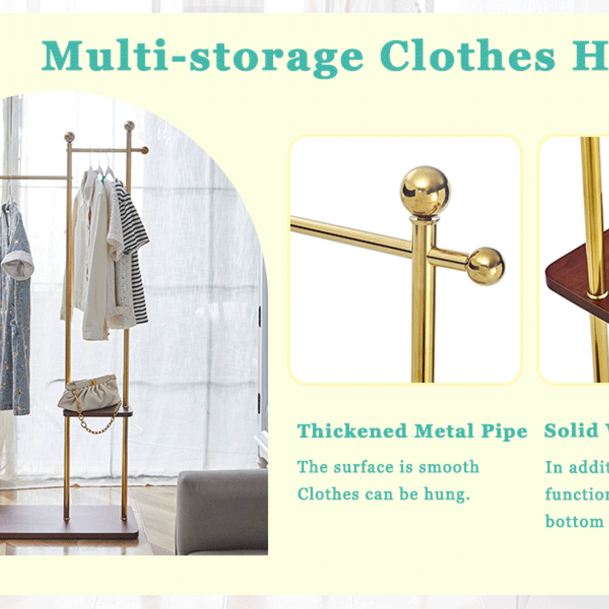 Multi-storage Clothes Hanger

Thickened Metal Pipe
The surface is smooth
Clothes can be hung.

Solid
In addition function bottom