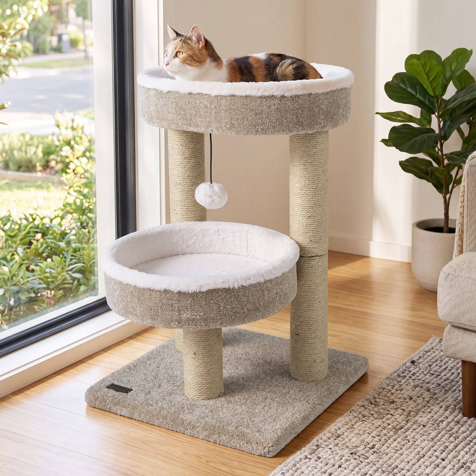 Alt View 4. Gymax - Gymax Carpeted Cat Tree 24'' Small Cat Tower w/2 Comfy Plush Perches Scratching Posts.