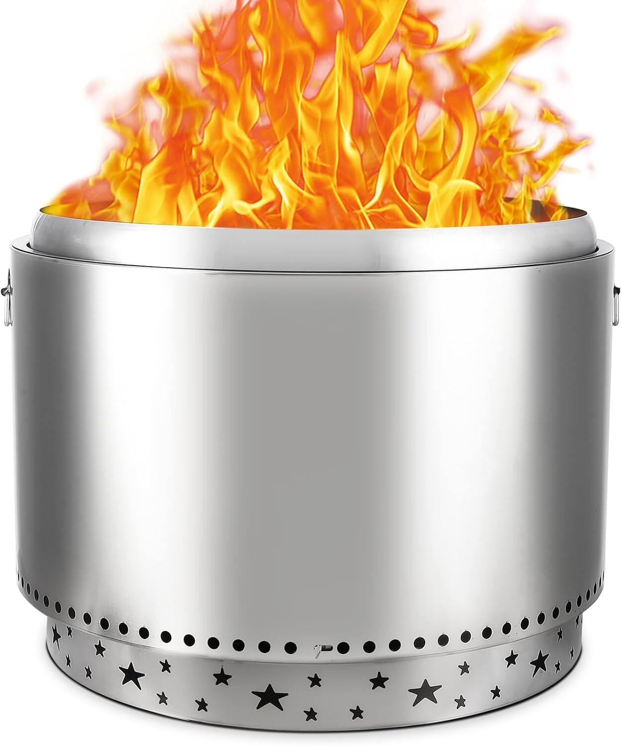 Qeetex - Garvee 27" Stainless Steel Smokeless Fire Pit, Portable Outdoor Bonfire for Patio & Camping