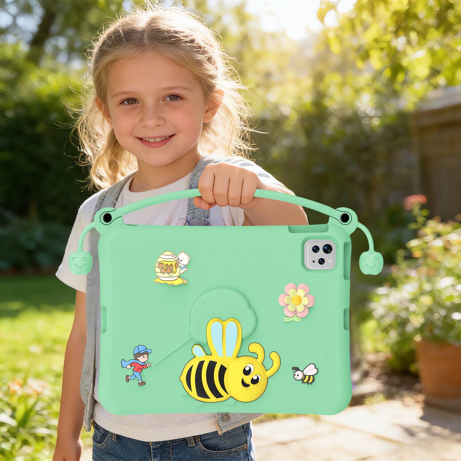 Alt View 1. Dteck - for Apple iPad (A16) 11" 2025 & iPad Air 11‑inch (M4) 2026 Kids EVA Tablet Case,Shockproof Kickstand Cover + Handle - Lightcyan.