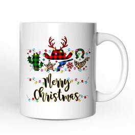 OrnamentallyYou - Buffalo Plaid Gunslinger Western Cowboy Mug Style Christmas - White