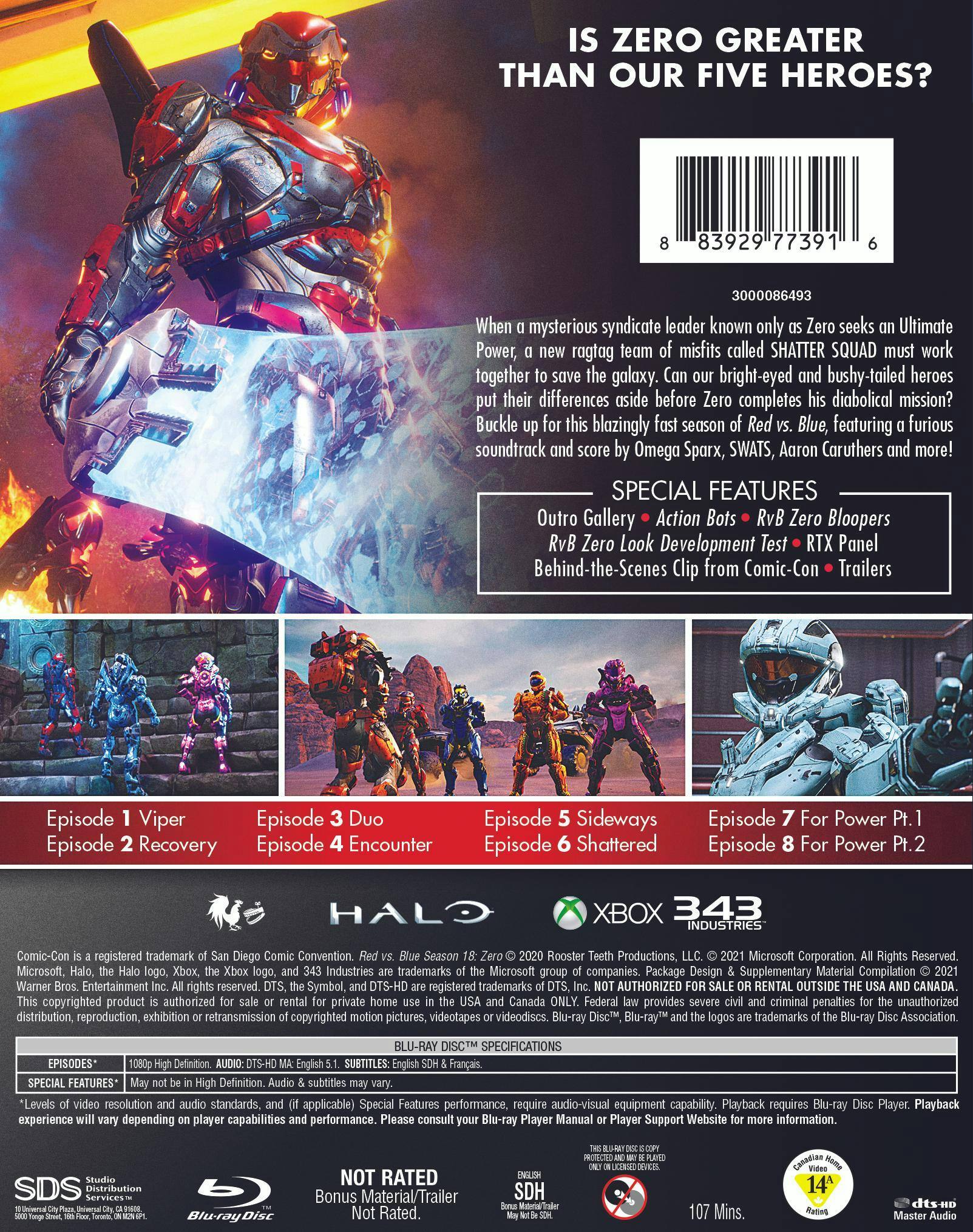 Back. Red Vs Blue: Zero [Blu-ray].