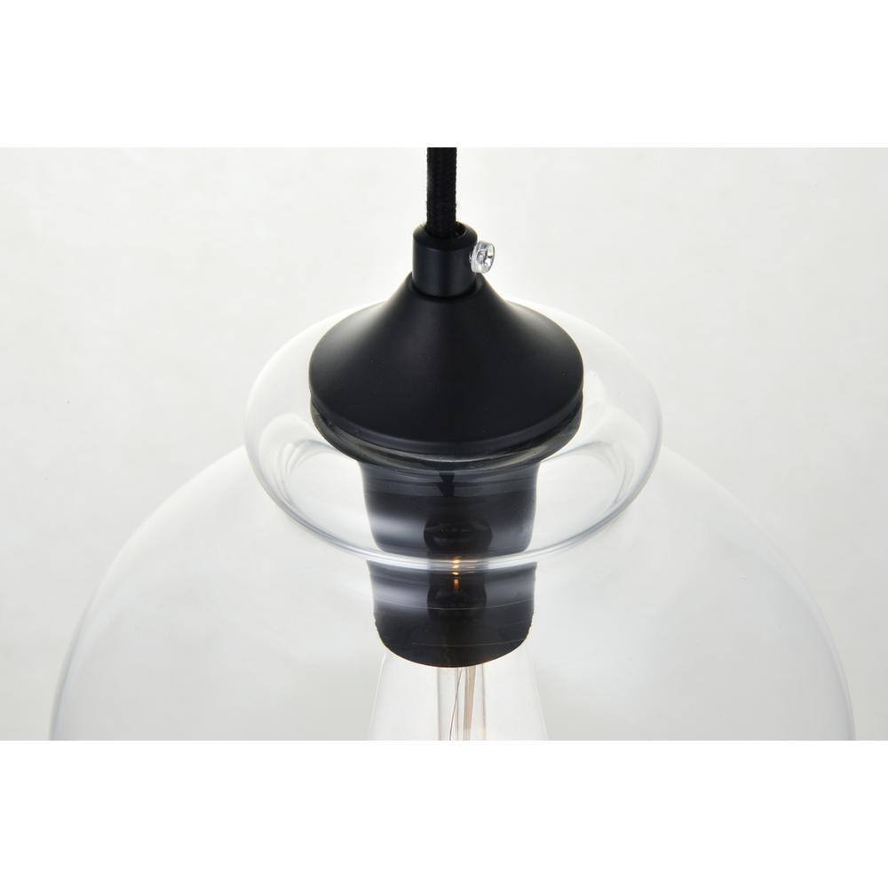 Left. Living District - Destry 3 Lights Black Pendant With Clear Glass - Black And Clear.