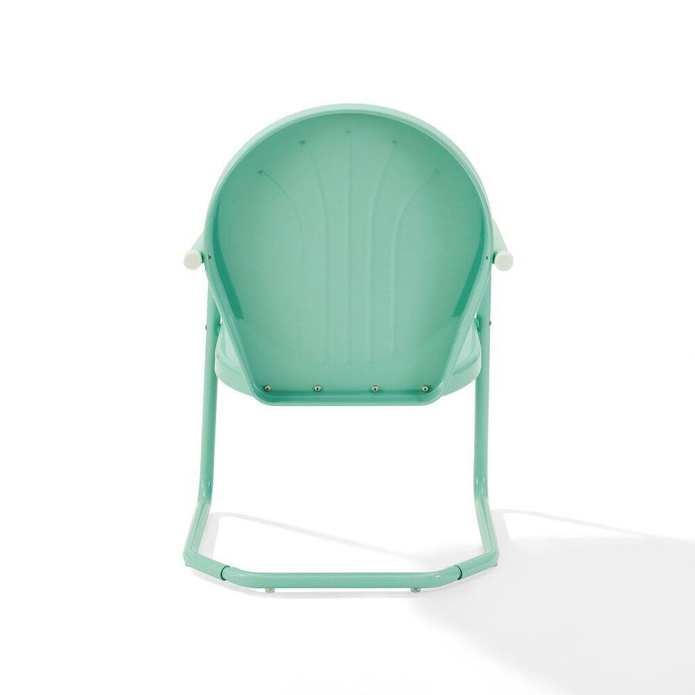 Alt View 1. Outdoor Escape - Aqua Blue Metal Patio Chair with Gloss Finish – Decorative Retro Style - Aqua Gloss.