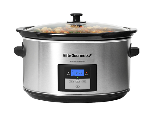 Elite Gourmet - 8.5Qt. Digital Slow Cooker - Stainless-Steel/Black