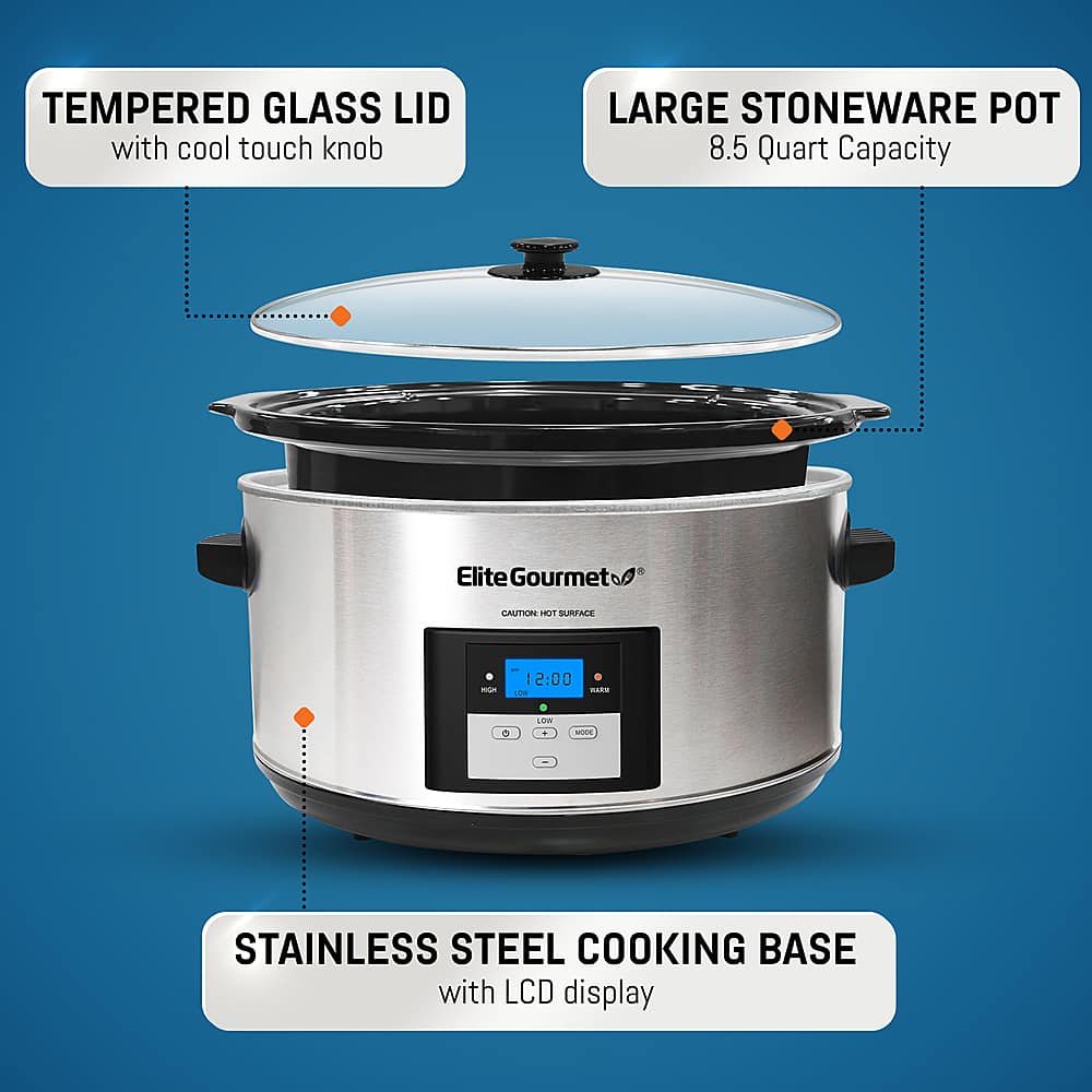 Maxi Matic Elite Platinum 8.5Quart Slow Cooker StainlessSteel/Black